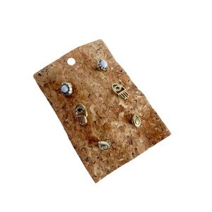 Womens Fashion Stud Earrings Hamsa Evil Eye Gold Tone Minimalist Festival Girl